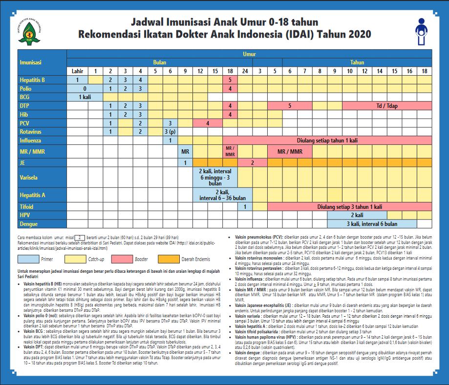 Imunisasi Dasar untuk Anak Usia 0-18 Tahun