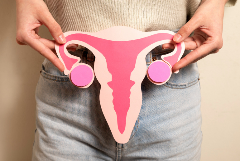 Uterus illustration symbolizing cervical cancer prevention, early detection, and women’s health.