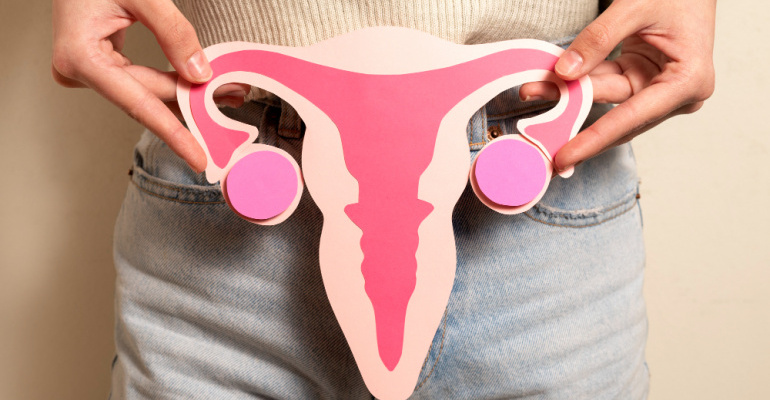 Uterus illustration symbolizing cervical cancer prevention, early detection, and women’s health.